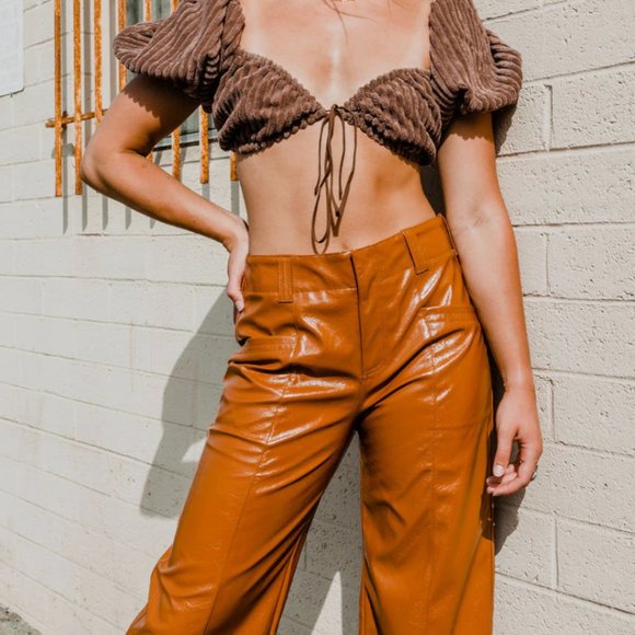 NWT Free People Star Crossed Lovers Faux Leather Pants Size 2 - Picture 4 of 13